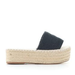 Sandalias plataformas Owel negras de plataforma con cuerda trenzada - Querol online