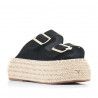 Sandalias plataformas Owel con doble pala y hebilla negras