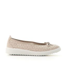 Bailarinas Vulladi perforada color crema con lazo - Querol online