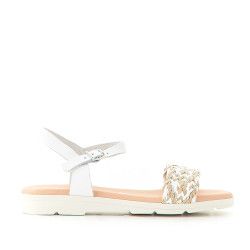 sandàlies QUETS! trenada blanca i ràfia - Querol online