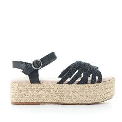 Sandalias plataformas Owel samos con multiples tiras negras - Querol online