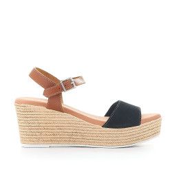 Sandalias cuña Redlove marta de cuña con tira delantera negra - Querol online