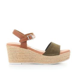 Sandalias cuña Redlove marta de cuña con tira delantera verde - Querol online