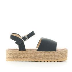 Sandalias plataformas Owel creta con pala grande negra - Querol online