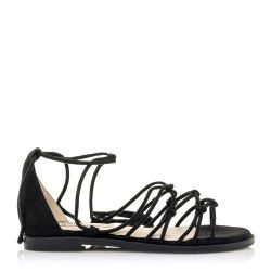 Sandalias planas Mustang en color negro con tiras - Querol online