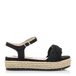 Sandalias plataformas Mustang en color negro con pala trenzada - Querol online