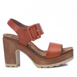 Sandalias tacón Refresh marrones con piso de dos colores - Querol online