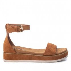 Sandàlies planes Refresh marrons acabada en antelina i sola de goma - Querol online