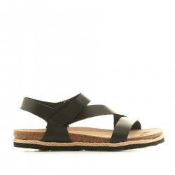 Sandalias planas Yokono negras cogidas con velcros - Querol online