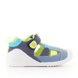 Sandalias abotinadas Biomecanics azules y pistacho - Querol online