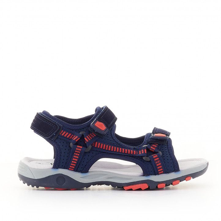 sandalias CRECENDO azules con detalles rojos - Querol online