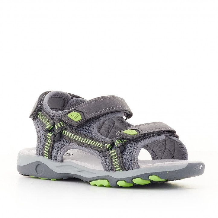 sandalias CRECENDO grises con detalles verdes - Querol online