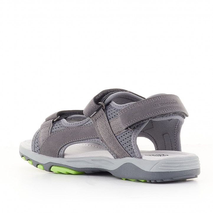sandalias CRECENDO grises con detalles verdes - Querol online