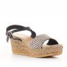 Sandalias cuña Porronet pala textil negro larisa