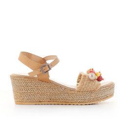 Sandàlies falca Porronet amb adorns natural lora - Querol online