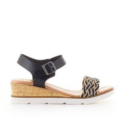 Sandàlies falca Porronet pell negre bruna - Querol online