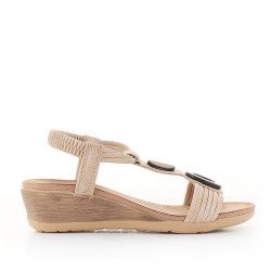 Sandalias cuña You Too beige de varias cuerdas - Querol online
