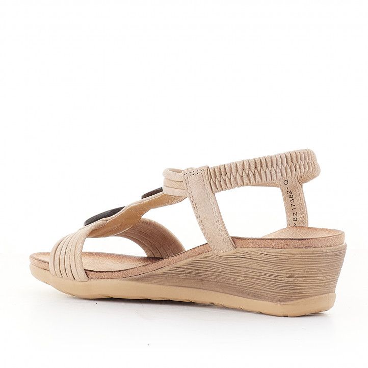 Sandalias cuña You Too beige de varias cuerdas - Querol online