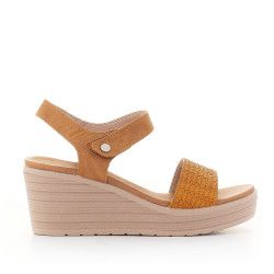 Sandalias cuña You Too marrón mostaza - Querol online