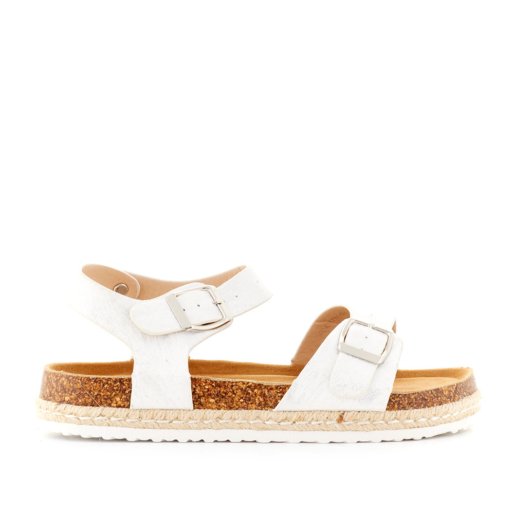 Sandalias Blancas Con Detalles Plateados Y Dos Hebillas K-Tinni | Querol