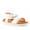 sandalias K-TINNI blancas con detalles plateados y dos hebillas