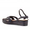 Sandalias cuña D'Angela negras con bandas cruzadas trenzadas