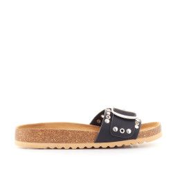 Sandalias planas Francesco Milano bios negras con tachuelas - Querol online