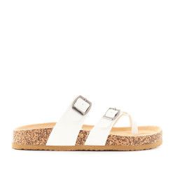 Sandalias planas Owel naxos de dedo y doble hebilla - Querol online