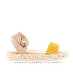 Sandalias plataformas Porronet serraje amarillo docia - Querol online