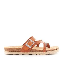 Sandàlies planes Yokono marrons amb detall animal print - Querol online