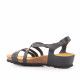 Sandalias cuña Yokono negras con tiras animal print - Querol online