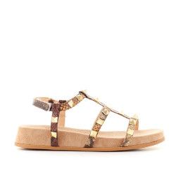 Sandalias planas Alma Blue con tachuelas doradas - Querol online