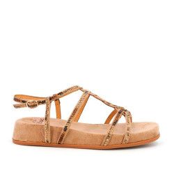 Sandalias planas Alma Blue marrones con cuerdas cruzadas - Querol online