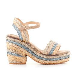 Sandalias tacón Alma Blue de cuerdas de varios colores - Querol online