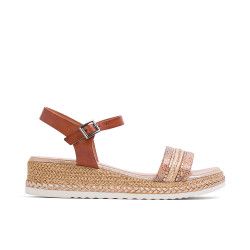 Sandalias cuña Porronet piel cuero rania - Querol online