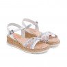 Sandalias cuña Porronet piel blanco plata roma