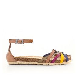 Sandalias planas Yokono cogidas al tobillo y tiras multicolor - Querol online