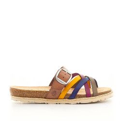 Sandalias planas Yokono con hebilla y tiras multicolores - Querol online