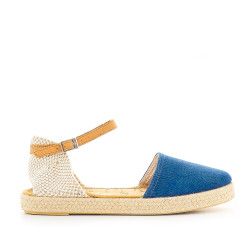 Alpargatas MEDITERRANEA azules cogidas al tobillo - Querol online