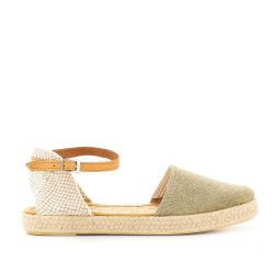 Alpargatas MEDITERRANEA verdes cogidas al tobillo - Querol online