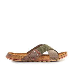 Sandalias In Blu color verde de tiras curzadas - Querol online