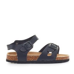 sandalias Owel negras cogidas al tobillo y doble hebilla - Querol online