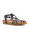 Sandalias planas Redlove veronica negras con textura animal print en tira