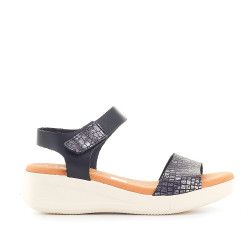 Sandalias cuña Redlove bruna con piso blanco y animal print - Querol online