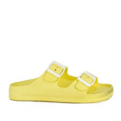 Chanclas Owel amarillas abiertas con doble hebilla - Querol online