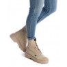 Botins plans Xti 043504 estil militar amb cremallera i cordons en beix