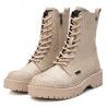 Botins plans Xti 043504 estil militar amb cremallera i cordons en beix