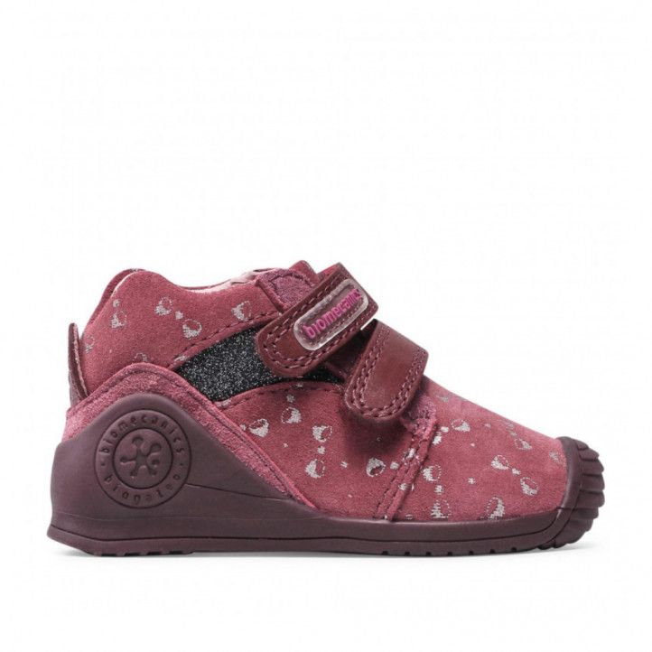 Zapatos abotinados Biomecanics rosas con lazos plateados - Querol online