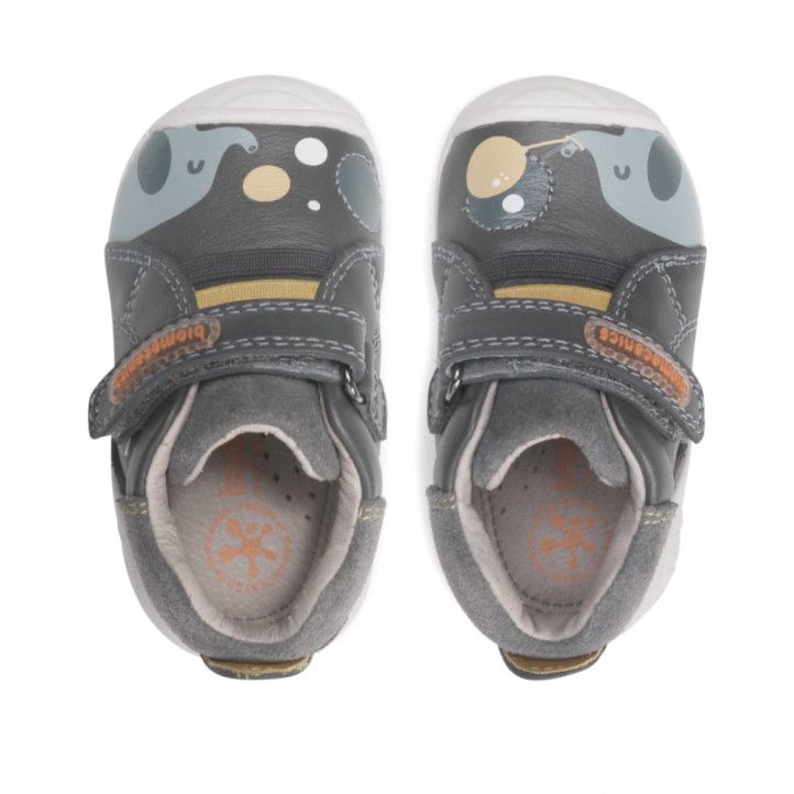 Zapatos abotinados Biomecanics grises con elefantes y globos - Querol online