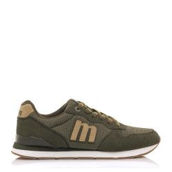 Zapatillas deportivas Mustang en color verde militar combinada con detalles en beige - Querol online
